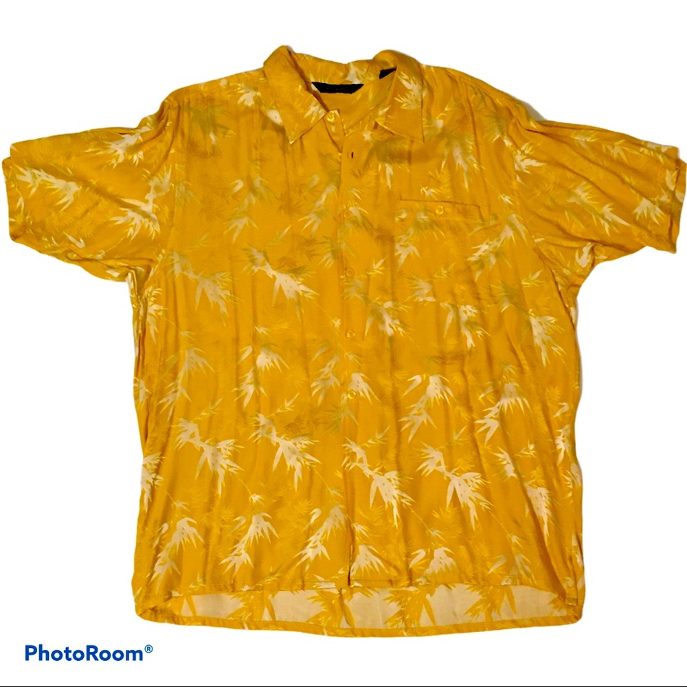 Genelli men mustard beach silk shirt